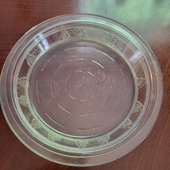 VINTAGE FIRE KING CLEAR GLASS ETCHED FLORAL DESIGN PIE PLATE BAKING DISH 9 - Picture 1 of 4